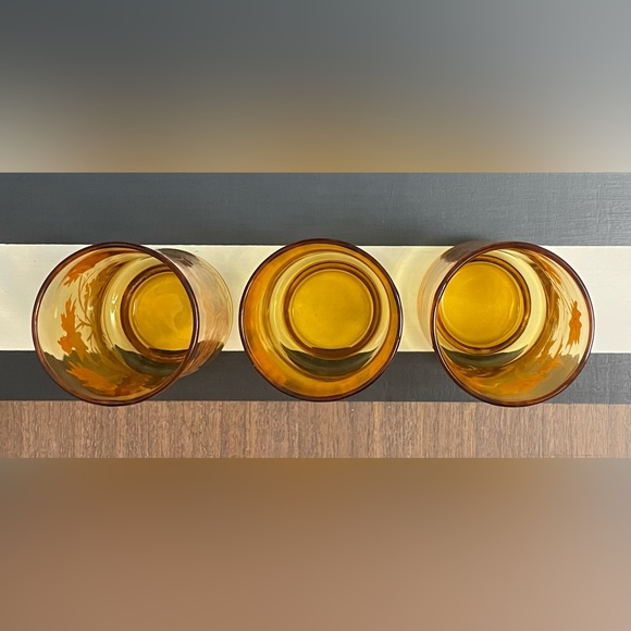 Libbey Kitchen Vintage Libbey 4 Oz Juice Glasses Amber With Autumn